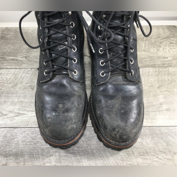 Mens Red Worx Shoes 5470 Logger Steel Toe Leather Work Logging Boots Size 8.5 M main image 3